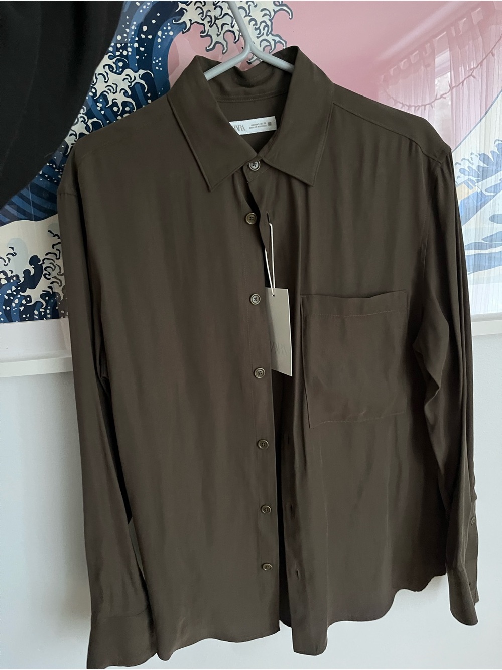 Zara Women’s oversized Olive Button-Down shirt